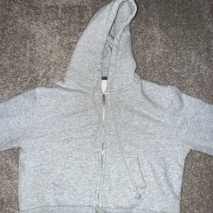 Brandy Melville Light Gray Cropped Hoodie